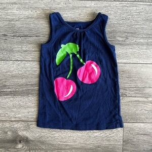 Old Navy Toddler Girl Vintage Tank Top Cherry Sleeveless Navy Blue Pink 3T